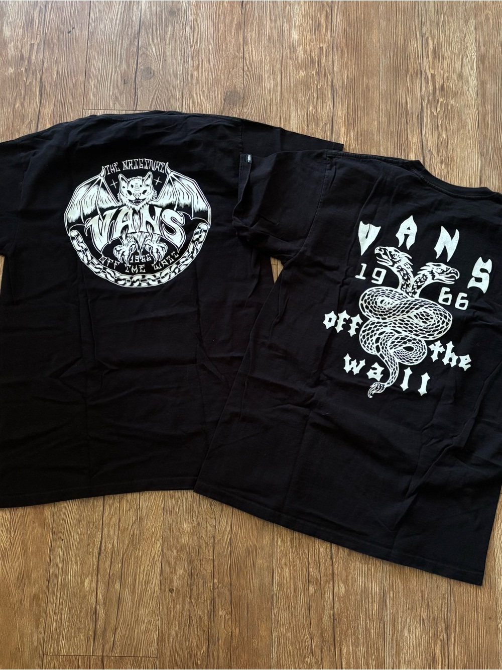 Vans Black Twin Classic Fit Tee Pair with White Label Prints (2)